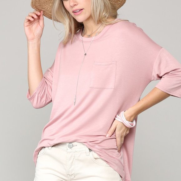 Pink Round Neck Pocket Shirt - Picture 2 of 4